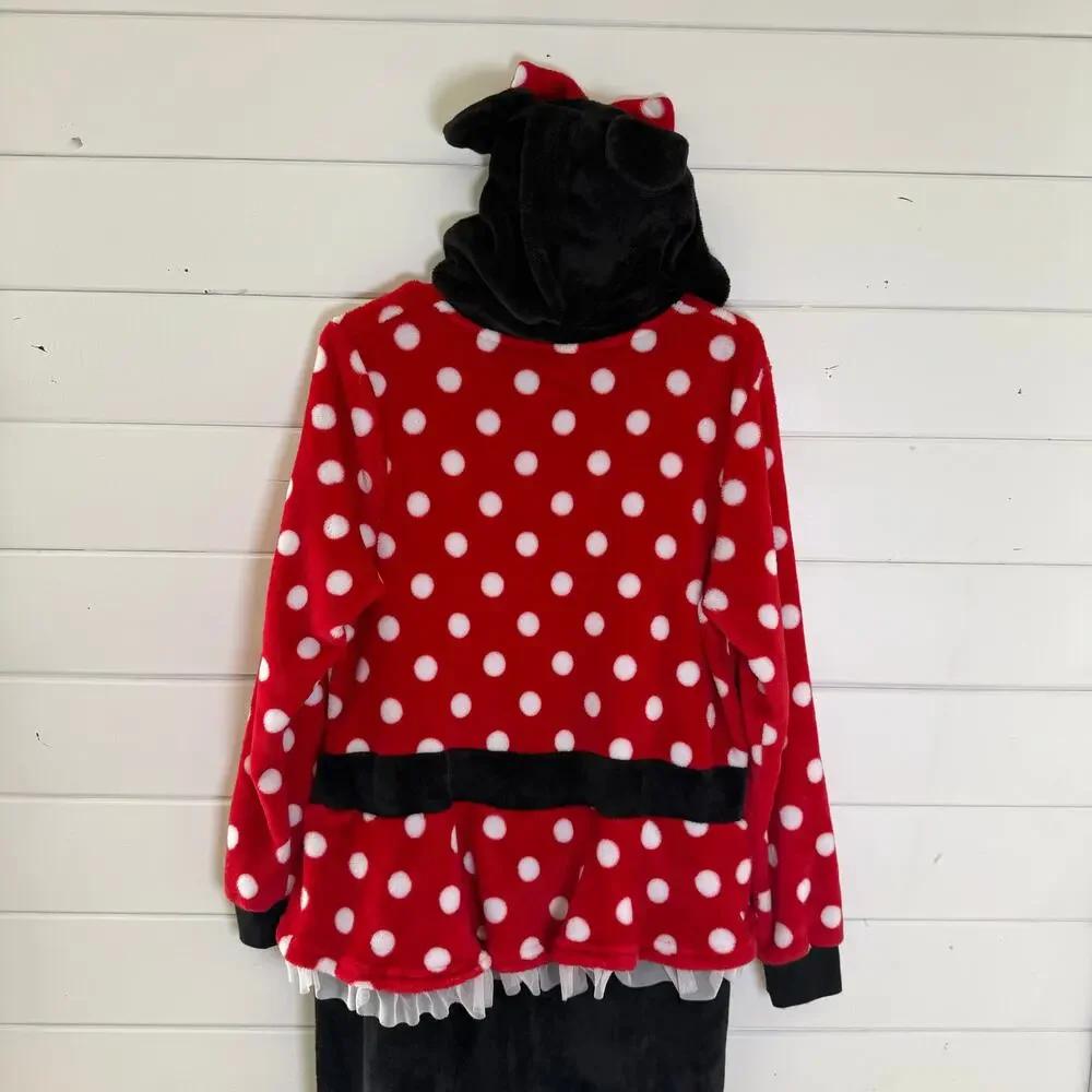 Disney Minnie‎ Mouse Sleepwear One Piece Pajama Womens Red Black - Picture 6 of 10